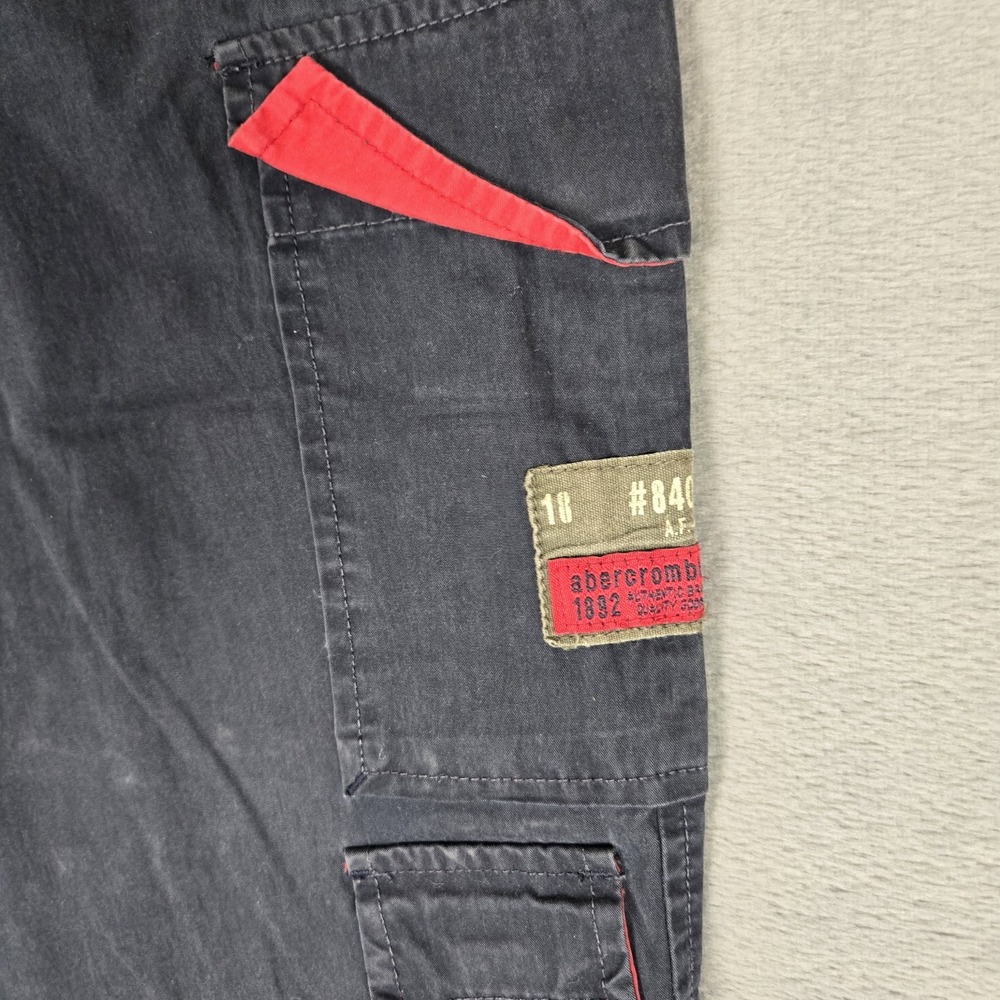 Vtg Abercrombie Fitch Cargo Shorts Youth 16 Navy Cargo Utility Paratroop *READ - Picture 4 of 10